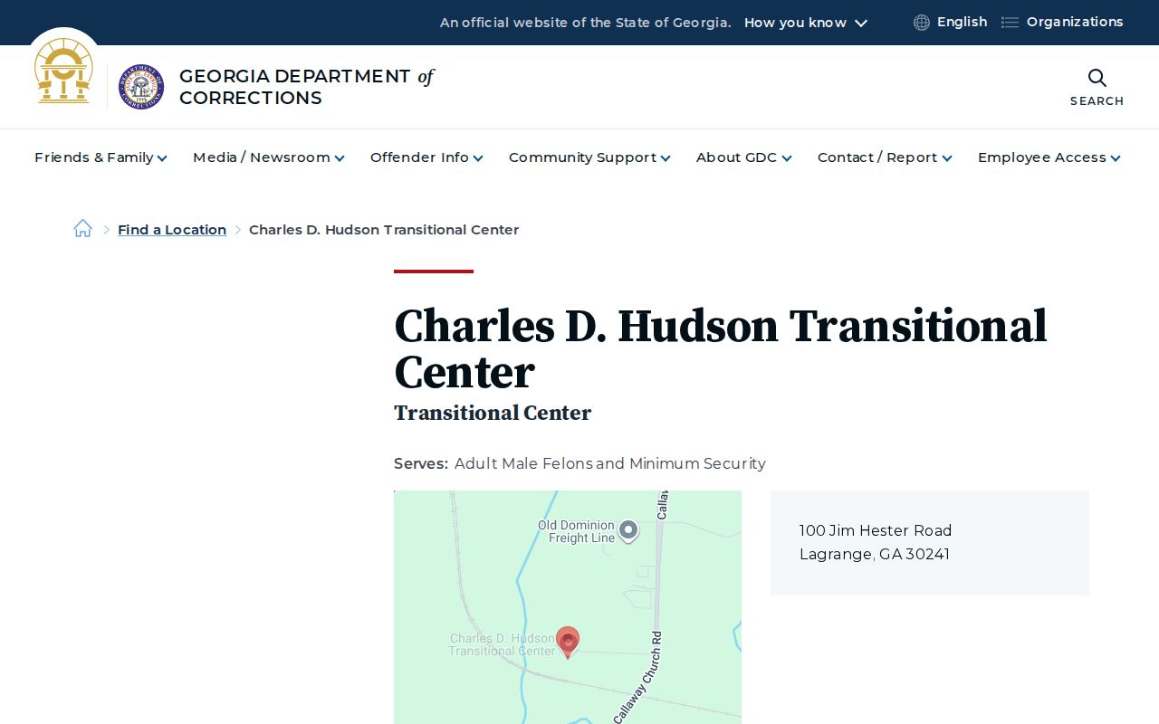 GDC Charles D. Hudson Transitional Center location page